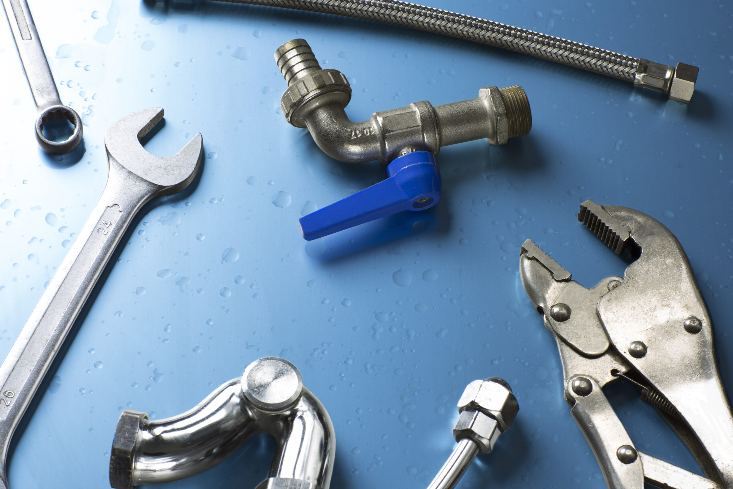 overhead of an essential tool kit for plumber